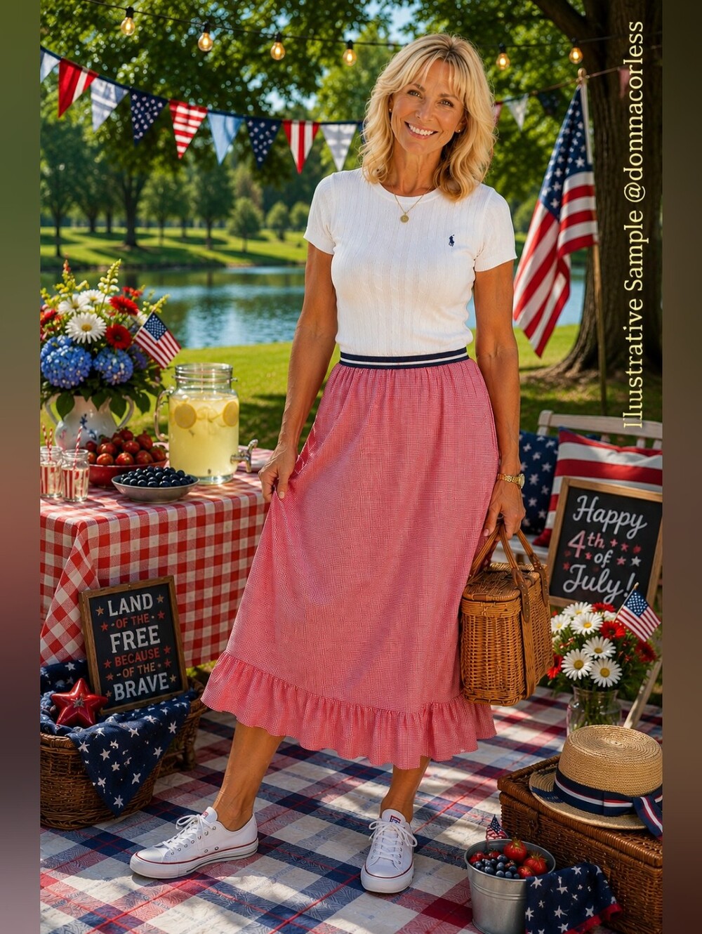 Vintage Polo Jeans Co Ralph Lauren Red Gingham Ruffle Midi Skirt 12